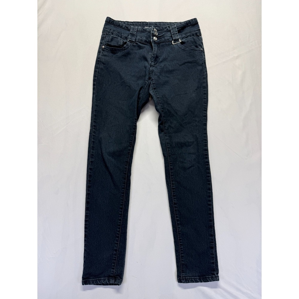 Diamante Jeans Womens 8 Blue Dark Wash Denim Cotton Low Rise Skinny Leg Casual